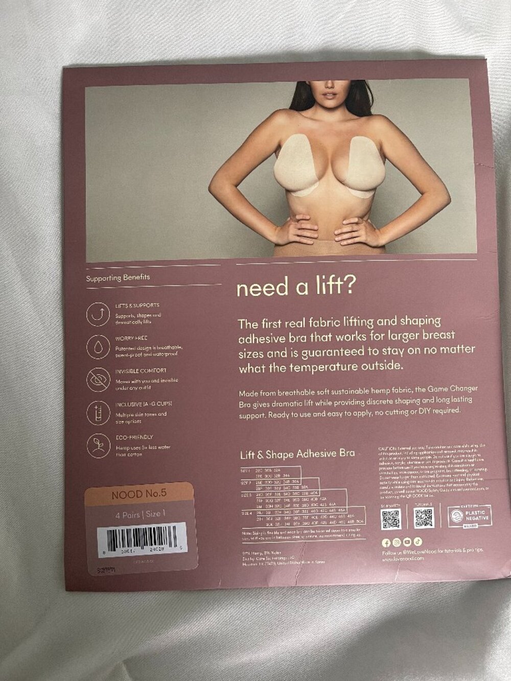 NOOD Game Changer Lift & Shape Bra Size 1 4Pk BNWT